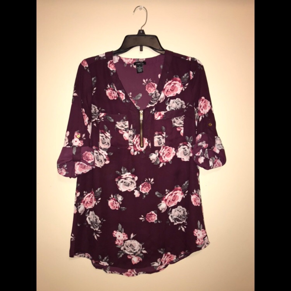 Small floral maroon shirt